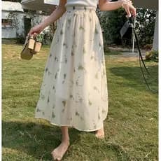 Saia Floral francesa feminina 2024 verão cintura alta cobrindo virilha mais magro olhar comprimento médio A linha estilo