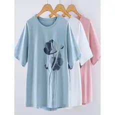 Camiseta de manga curta de algodão feminina verão novo estilo simples solto meia manga Plus Size estilo ocidental femini