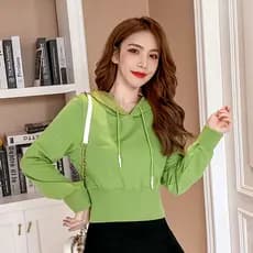 Fleece-Fleece moletom curto de cintura alta feminino na moda ins novo estilo outono inverno engrossado pequeno estreito