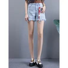 Lixin Desconto Feminino dois três linhas marca série CC gabinete remoção moda fita decoração rasgado desgastado Denim Sh
