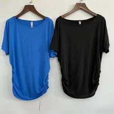 Estilo preguiçoso camiseta de manga curta feminina verão solto lado cordão cintura estreita boneca mangas mais magro olh