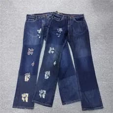 Francês Original masculino Retro Casual contraste cor calças de perna reta meados de cintura estilo botão único desgasta
