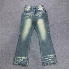Outono inverno na moda masculina algodão Retro Casual mais magro olhar calças de perna larga amarelo lama tingido gato b
