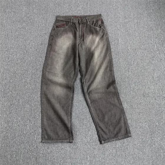 Comércio exterior masculino Retro angustiado Casual All-Match Jeans retos tamanho grande solto largo-