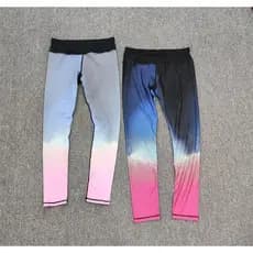 Calça feminina cintura média Irregular gradiente cor Skinny esportiva Yoga Tie-Dye estilo europeu americano calças de Fi
