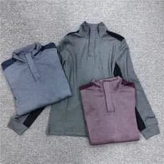 Outono inverno novo estilo masculino de manga comprida camiseta Casual meio zíper estiramento gola alta moletom na moda