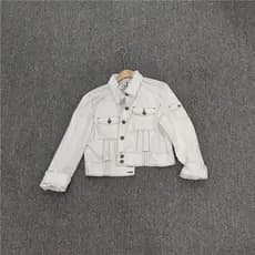 Exportar feminino puro algodão denim curto topo Multi-botão bolso decoração único olhar alto branco denim jaqueta primav