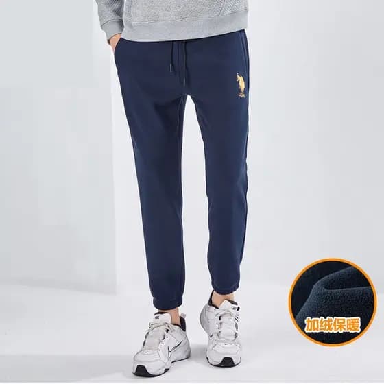 Uspoloassn American Poloassn Association Inverno Forro de Lã Masculino Engrossado Calça de Moletom Quente Calça Casual C