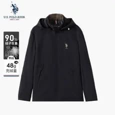 Uspoloassn American Poloassn Association Jaqueta masculina de inverno curta Casual à prova de vento com capuz