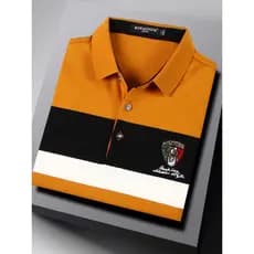 Camiseta masculina genuína listrada amarela de manga comprida lapela solta roupas superiores Paul camisa polo masculina