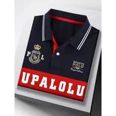 Genuíno High-End bordado de manga curta masculino na moda lapela meia manga topo Paul camiseta Casual