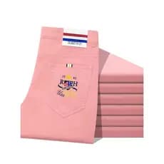 Primavera verão autêntico estilo fino juventude moda calças casuais cor sólida Micro-elástico calças retas meados de alt
