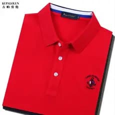 Marca masculina grande vermelho de manga curta camiseta masculina lapela Benming ano puro algodão meio corte roupas casu