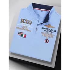 Genuíno Paul masculino gola alta de manga curta camiseta na moda camisa polo bordada tamanho grande Casual topo masculin