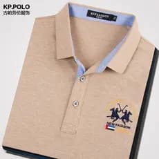 Primavera verão camiseta masculina de manga curta cor sólida Paul lapela solta algodão t negócios roupas casuais camisa