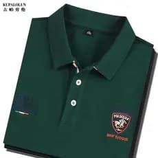 Contador masculino camiseta de manga curta puro algodão bordado Paul camisa cor sólida gola meia manga roupas superiores