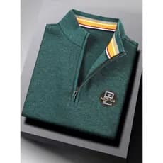 Marca gola alta primavera outono manga comprida camiseta masculina negócios Casual camisa polo pai de meia-idade golfe E