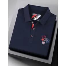 Camiseta masculina genuína de manga comprida cor sólida chumbo negócios Casual Paul duplo mercerizado algodão primavera
