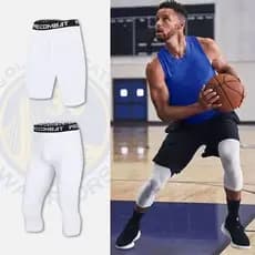 Equipamento esportivo basquete recortado leggings calças cortadas treinamento Fitness recortado compressão branca alta e