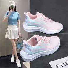 Primavera outono voando tecido sola macia antiderrapante sapatos femininos casuais 2026 novo estilo sapatos esportivos s