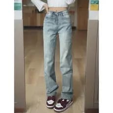 Americano Retro cor clara Jeans retos feminino outono inverno cintura alta mais magro olhar pequeno estreito calças de p