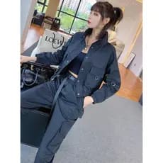 Feminino de duas peças bonito ferramentas Casual feminino 2026 único/terno novo estilo versão coreana solta primavera ou