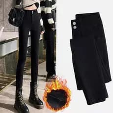 2025 novo estilo outono inverno preto gordura mm Leggings feminino exterior usar pés pequenos calças pretas mais veludo