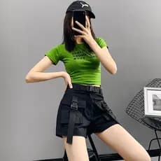INS macacão Shorts feminino cintura alta verão versão coreana estudante estilo fino solto All-Match calças casuais Hip H
