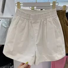 Puro algodão exterior Wear Bud Shorts feminino verão cor sólida solta calças de perna larga versão coreana Casual cintur