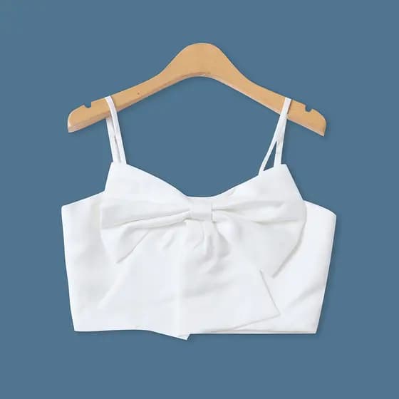 Arco camisola primavera verão novo estilo roupas femininas suspensórios ajustáveis Design francês puro desejo estilo top