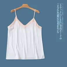 Simulação de cetim camisola de seda verão novo comércio exterior roupas femininas cor combinando com decote em V suspens