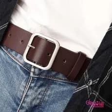 Cinto largo estilo feminino com calças de perna larga Design nicho preto cinto largo couro genuíno couro macio Casual co