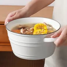 Tigela de macarrão instantâneo cerâmica com alça doméstica grande caracol macarrão orelha dupla tigela de sopa 10 Polega