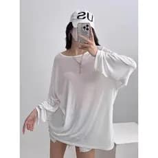 Manga longa protetor solar grande camiseta blusa 2026 verão mais magro olhar novo estilo Halter solto ar condicionado De