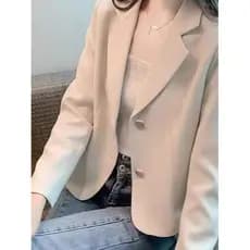 Curto cor sólida terno jaqueta feminina 2025 primavera outono novo estilo elegante pequeno terno Design nicho topo na mo