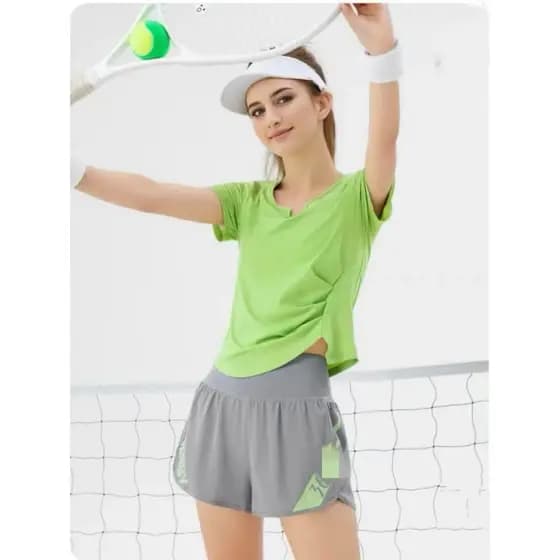 Doudouding 36 * Shorts esportivos Yoga feminino falso de duas peças Anti-exposição exterior Wear estreito-Abdomen três p