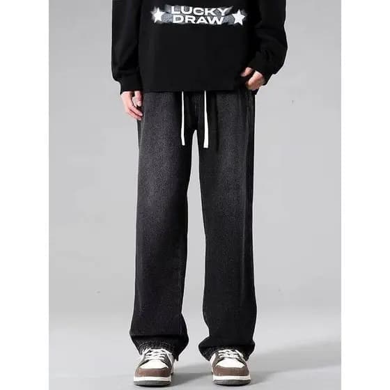 Calças de brim masculinas preto Retro americano Street Wear calças masculinas calças de perna larga calças masculinas ca
