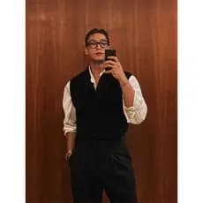 POLO gola camisola colete masculino primavera outono versão coreana Retro luz estilo maduro camisola luz luxo negócios C