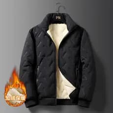 Jaqueta masculina com gola alta, inverno 2024, novo estilo, lã de cordeiro, vários bolsos, acolchoada de algodão, jaquet