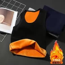 Outono inverno colete térmico masculino escovado engrossado aquecimento roupa interior de meia-idade idosos fino-ajuste