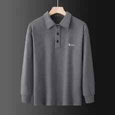 Outono inverno novo estilo venda quente pesado puro algodão macio pele-amigável camisa polo de manga comprida não-passar