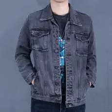 Jaqueta jeans masculina cinza fumaça, tamanho grande, solta, moderna, primavera, outono, novo estilo, alta qualidade, re