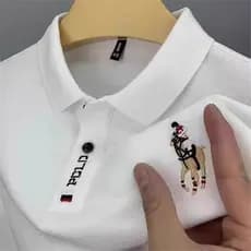 Verão masculino de manga curta lapela camisa POLO High-End bordado Paul Casual novo estilo tamanho grande All-Match trab