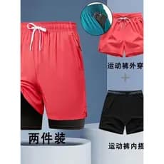 Casal estilo de secagem rápida maratona natação esportes Shorts 2025 novo estilo de duas peças Fitness calças de três po