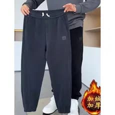 2026 novo estilo inverno forro de lã engrossado Casual veludo calças masculinas Street Wear solto em linha reta esportes