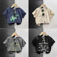 Camiseta infantil novo estilo menino bebê verão desenhos animados meninas de manga curta versão coreana solta Casual top