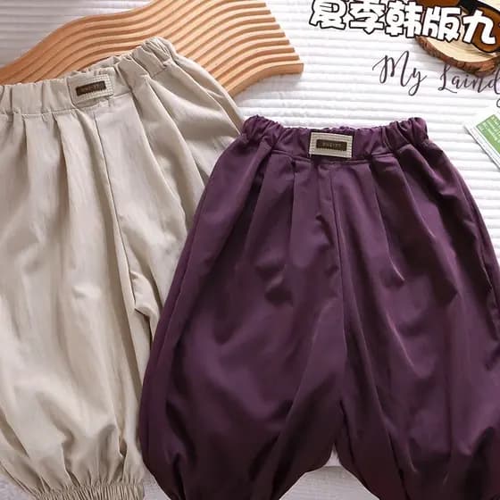 [Verão legal] crianças verão cor sólida fino Bloomers crianças versão coreana meninos meninas bebê tornozelo comprimento