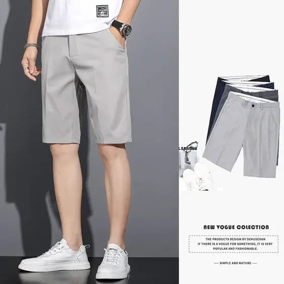 Novo estilo calças cortadas masculinas Drape shorts verão estilo fino terno de seda gelo shorts calças soltas masculinas