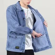 Jaqueta jeans masculina 2024 outono inverno resistente à sujeira resistente ao desgaste tamanho grande Workwear mais vel