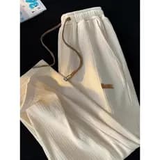 Ultra-fino gelo seda Drape solto calças casuais masculino verão tamanho grande em linha reta calças masculinas de perna